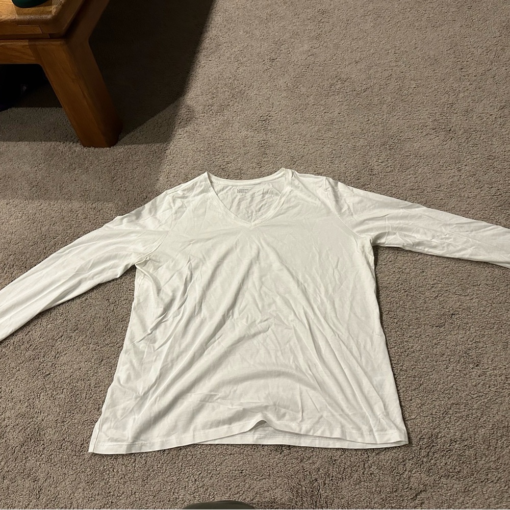SIZE XL Women's Lands End White Long-Sleeve Top